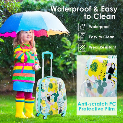 2 Pieces ABS Kids Suitcase Backpack Luggage Set