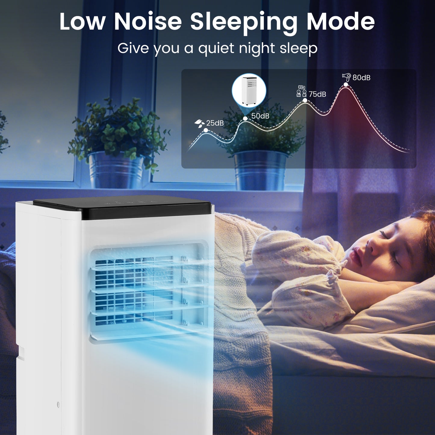 8000 BTU Portable Air Conditioner with Remote Control Cools up to 250 Sq.Ft