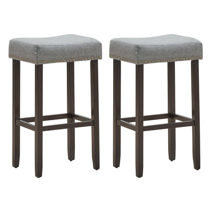 Set of 2 Nailhead Saddle Bar Stools 29 Inch Height