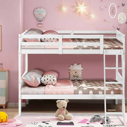Twin Size Wooden Bunk Beds Convertible 2 Individual Beds-Brown