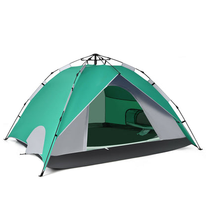 2-in-1 4 Person Instant Pop-up Waterproof Camping Tent-Blue