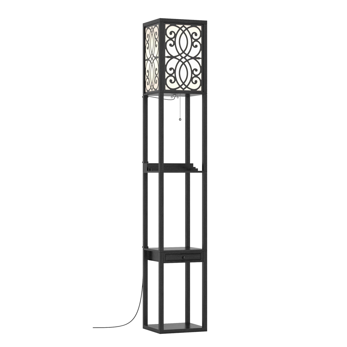 Modern  Standing Shelf Lamp with 1 Power Outlet and 2 USB Ports