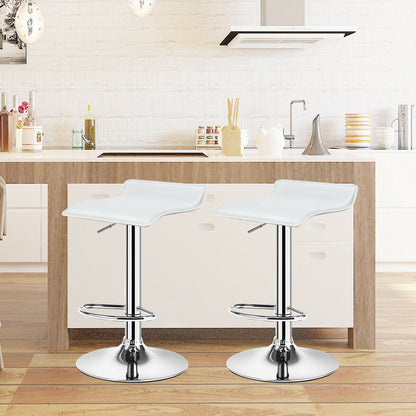 Set of 2 Adjustable PU Leather Backless Bar Stools-Black