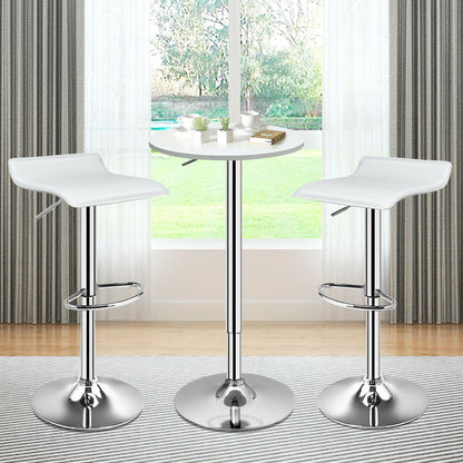 Set of 2 Adjustable PU Leather Backless Bar Stools-Black