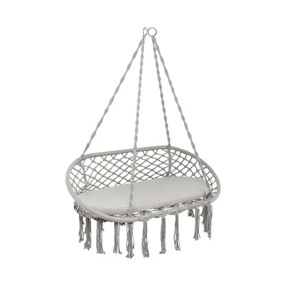 2 Person Hanging Hammock Chair with Cushion Macrame Swing-Beige