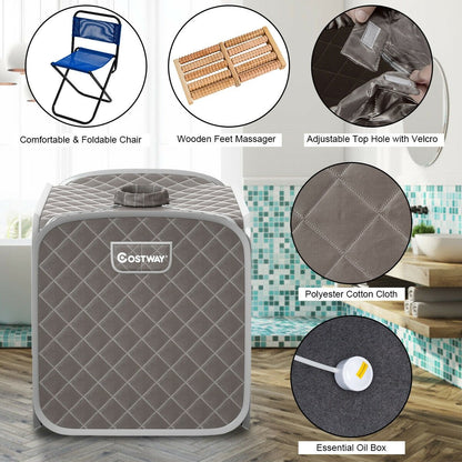 2L Portable Folding Steam Sauna Spa-Black