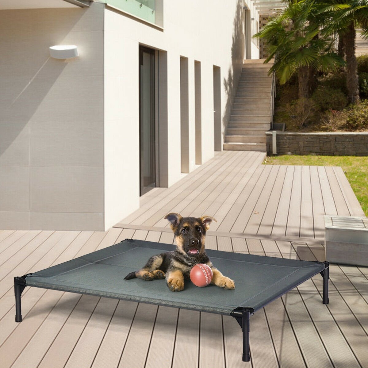 Portable Elevated Outdoor Pet Bed with Removable Canopy Shade-36 Inch