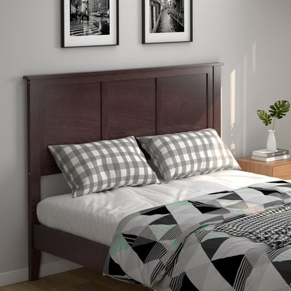 Full Wood Headboard Flat Panel with Pre-drilled Holes and Height Adjustment-Black