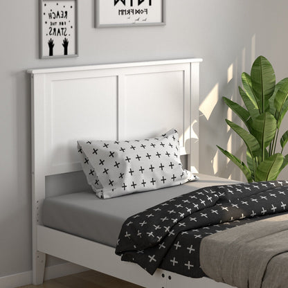 Solid Wood Flat Panel Headboard for Twin-size Bed-Black