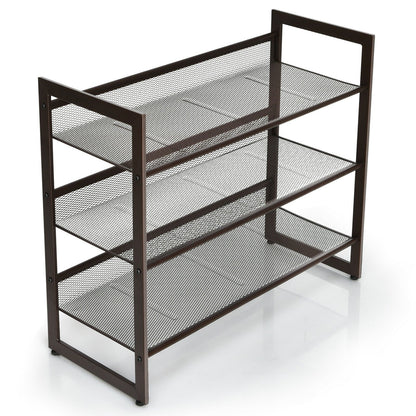 2/3/4 Tiers Flat and Slant Metal Shoe Rack for Entryway Hallway-4-Tier