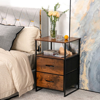 Freestanding Cabinet Dresser with Wooden Top Shelves-S