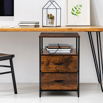 Freestanding Cabinet Dresser with Wooden Top Shelves-S