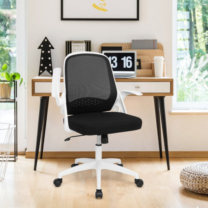 Adjustable Mesh Office Chair Rolling Computer Desk Chair with Flip-up Armrest-Black