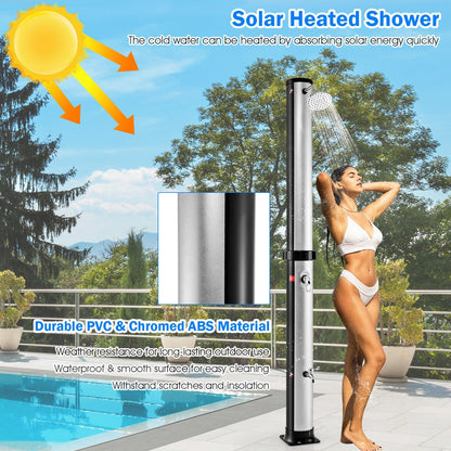 7.2 Feet Solar-Heated Outdoor Shower with Free-Rotating Shower Head-Black