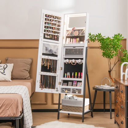 Freestanding Jewelry Cabinet with Full-Length Mirror-Rustic Brown