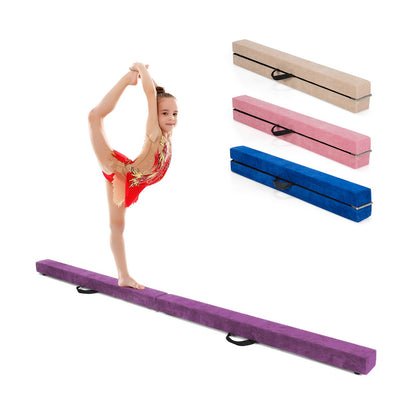 7 Feet Folding Portable Floor Balance Beam with Handles for Gymnasts-Blue