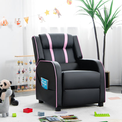 Kids Recliner Chair with Side Pockets and Footrest-Blue