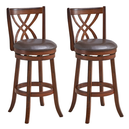 360° Swivel Counter Height Chairs with PU Leather Cushioned Seat and Footrests-26 inches