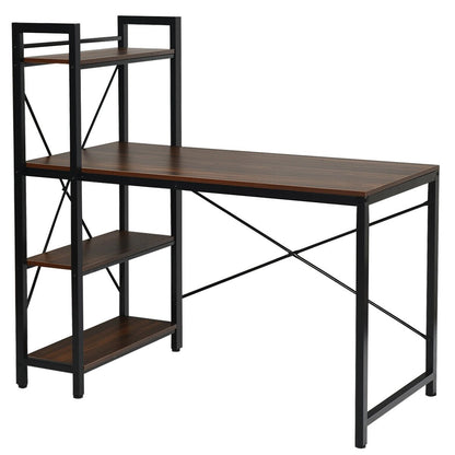 47.5 Inch Writing Study Computer Desk with 4-Tier Shelves-Black