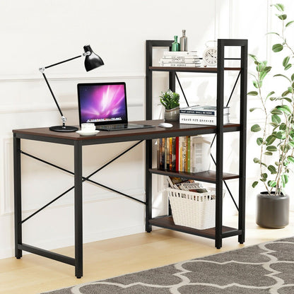47.5 Inch Writing Study Computer Desk with 4-Tier Shelves-Black