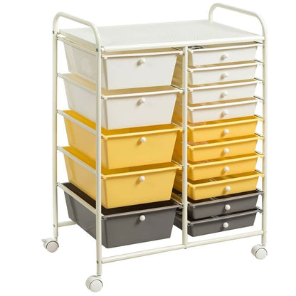 15-Drawer Utility Rolling Organizer Cart Multi-Use Storage-Black