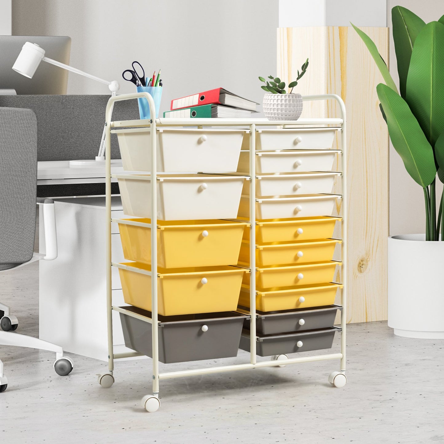 15-Drawer Utility Rolling Organizer Cart Multi-Use Storage-Black