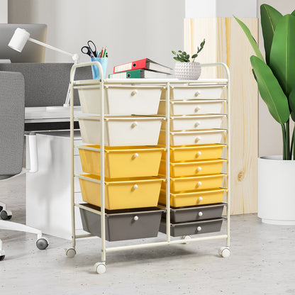 15-Drawer Utility Rolling Organizer Cart Multi-Use Storage-Black
