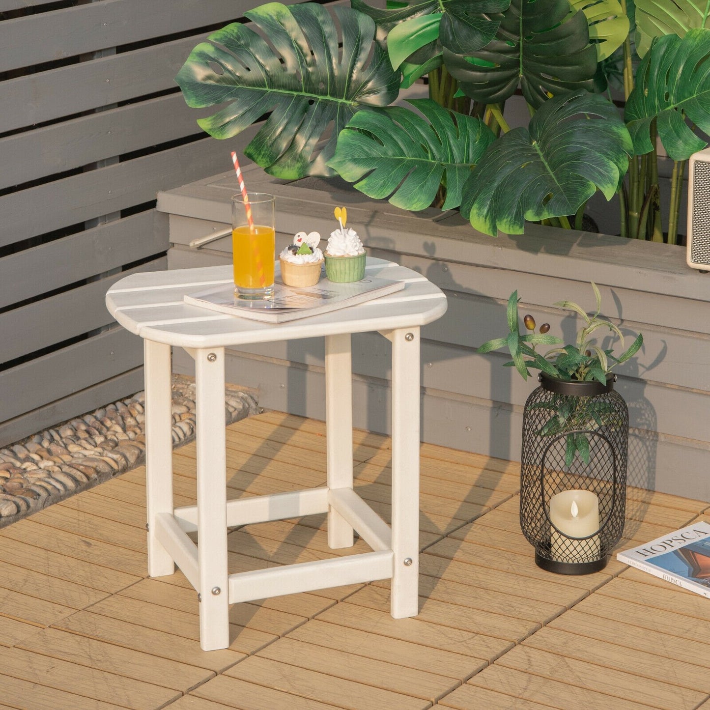 18 Inch Weather Resistant Side Table for Garden Yard Patio-Black