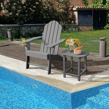 Outdoor Adirondack Chair with Built-in Cup Holder for Backyard Porch-Black