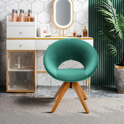 Swivel Accent Chair with Oversized Upholstered Seat for Home Office-Blue