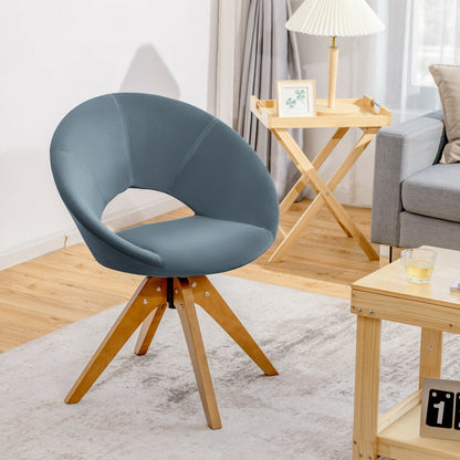 Swivel Accent Chair with Oversized Upholstered Seat for Home Office-Blue