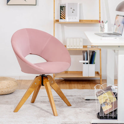 Swivel Accent Chair with Oversized Upholstered Seat for Home Office-Blue