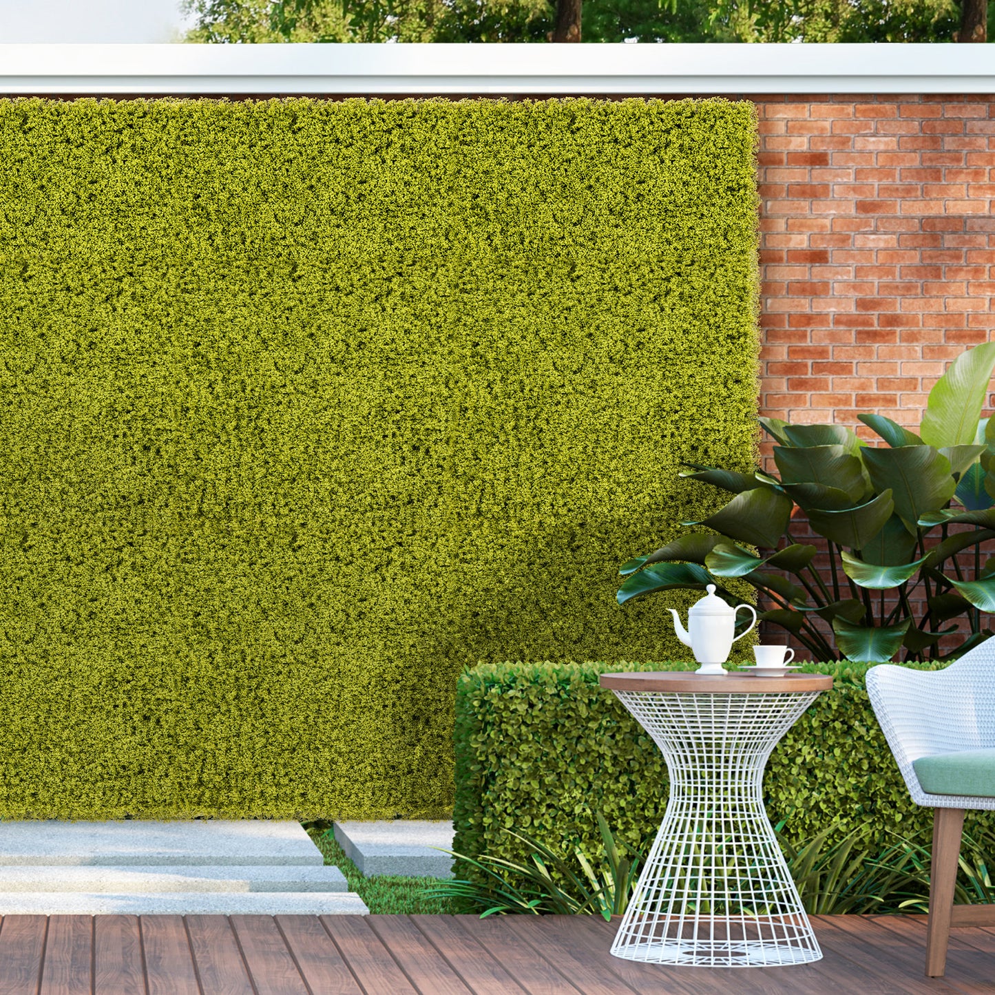 12 Pieces 20 x 20 inches Artificial Grass Wall Panels for Garden Yard Balcony-Green