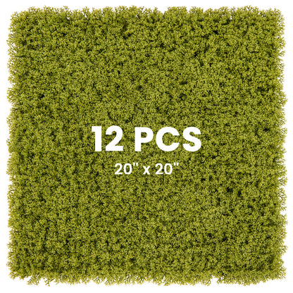 12 Pieces 20 x 20 inches Artificial Grass Wall Panels for Garden Yard Balcony-Green