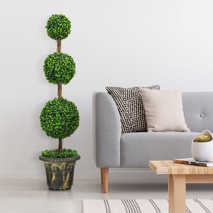 4 Feet Artificial Topiary Triple Ball Tree Plant
