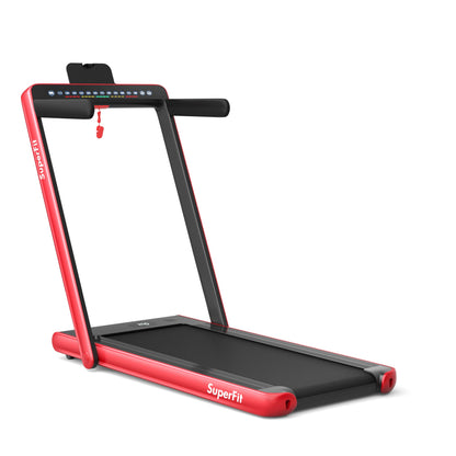 2-in-1 Electric Motorized Folding Treadmill with Dual Display-Black
