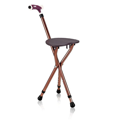 Lightweight Adjustable Folding Cane Seat with Light-Black