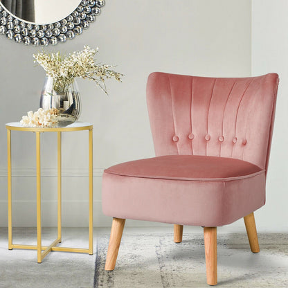 Armless Accent Chair Tufted Velvet Leisure Chair-Blue