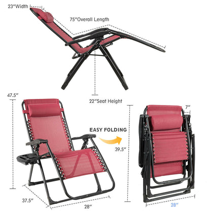 Oversize Lounge Chair with Cup Holder of Heavy Duty for outdoor-Beige