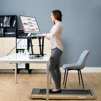 2-in-1 Electric Motorized Folding Treadmill with Dual Display-Black