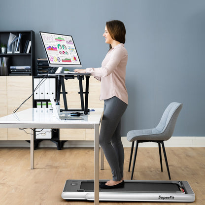 2-in-1 Electric Motorized Folding Treadmill with Dual Display-Black