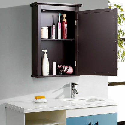 Wall Mounted Bathroom Mirror Cabinet with 5-level Height-adjustable Shelf-Black