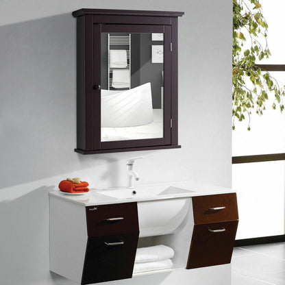 Wall Mounted Bathroom Mirror Cabinet with 5-level Height-adjustable Shelf-Black