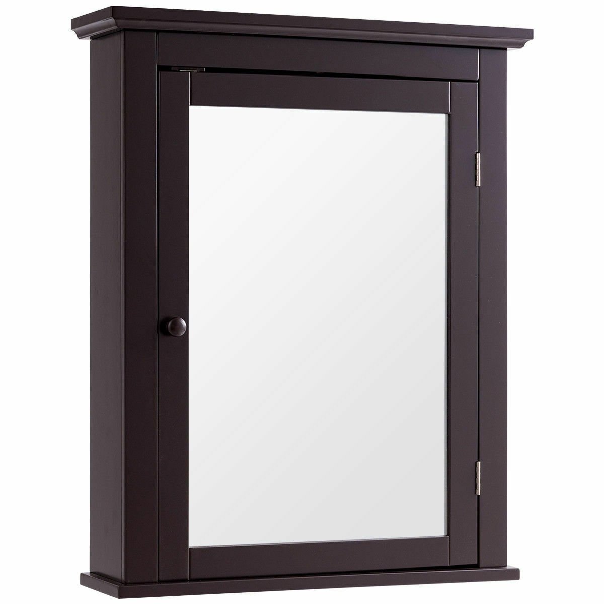Wall Mounted Bathroom Mirror Cabinet with 5-level Height-adjustable Shelf-Black
