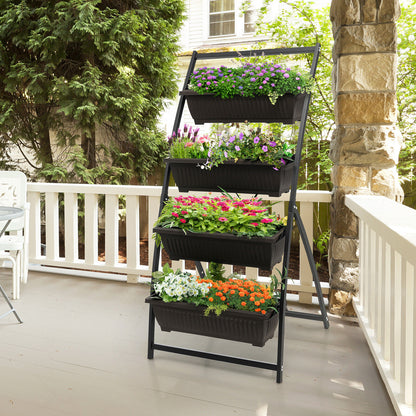 4-tier vertical raised garden bed with four containers and drainage holes, ideal for outdoor gardening by Wilsons Home Store