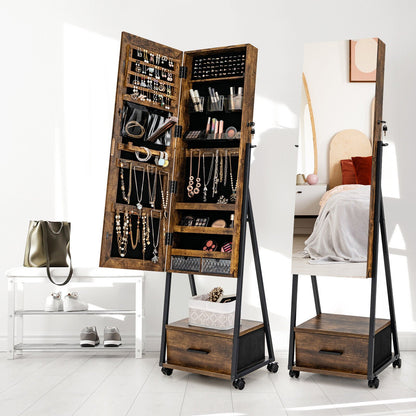 Jewelry Cabinet with Full-Length Mirror-Black