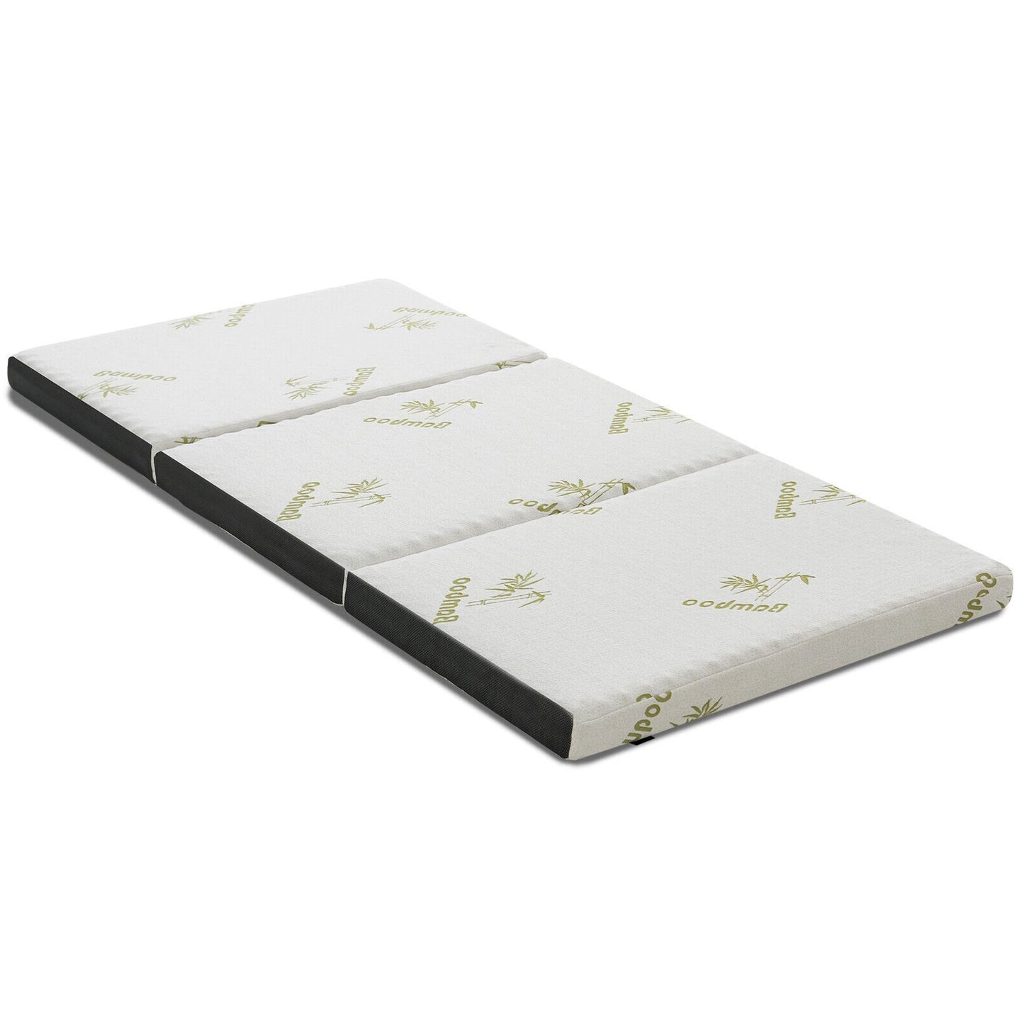 Queen 3 Inch Tri-fold Memory Foam Floor Mattress Topper Portable with Carrying Bag-L