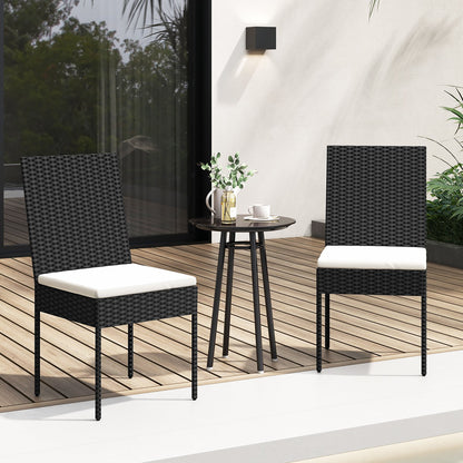 PE Wicker Patio Chairs Set of 2/4 with Cushions for Porch Deck Garden and Backyard-4 Pieces