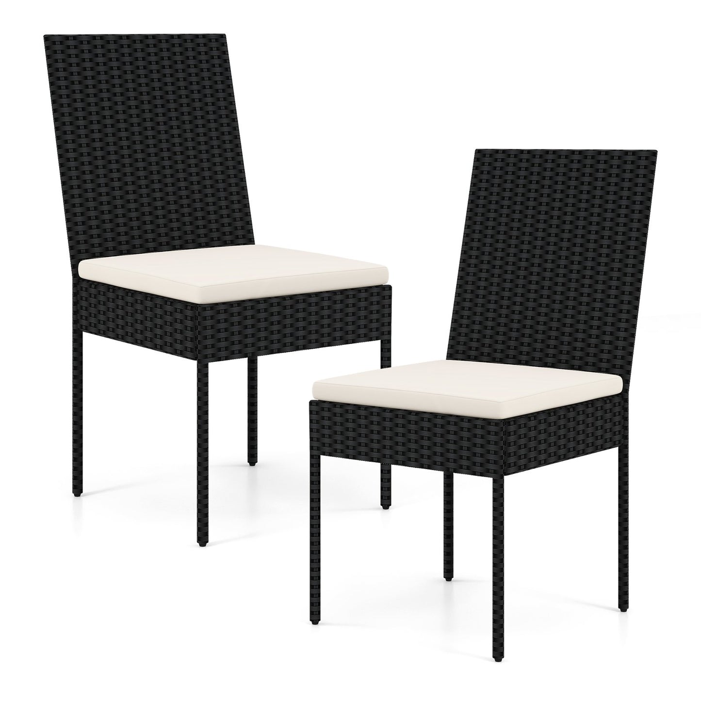PE Wicker Patio Chairs Set of 2/4 with Cushions for Porch Deck Garden and Backyard-4 Pieces