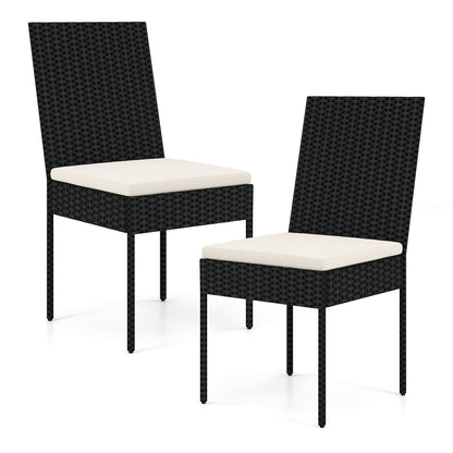 PE Wicker Patio Chairs Set of 2/4 with Cushions for Porch Deck Garden and Backyard-4 Pieces